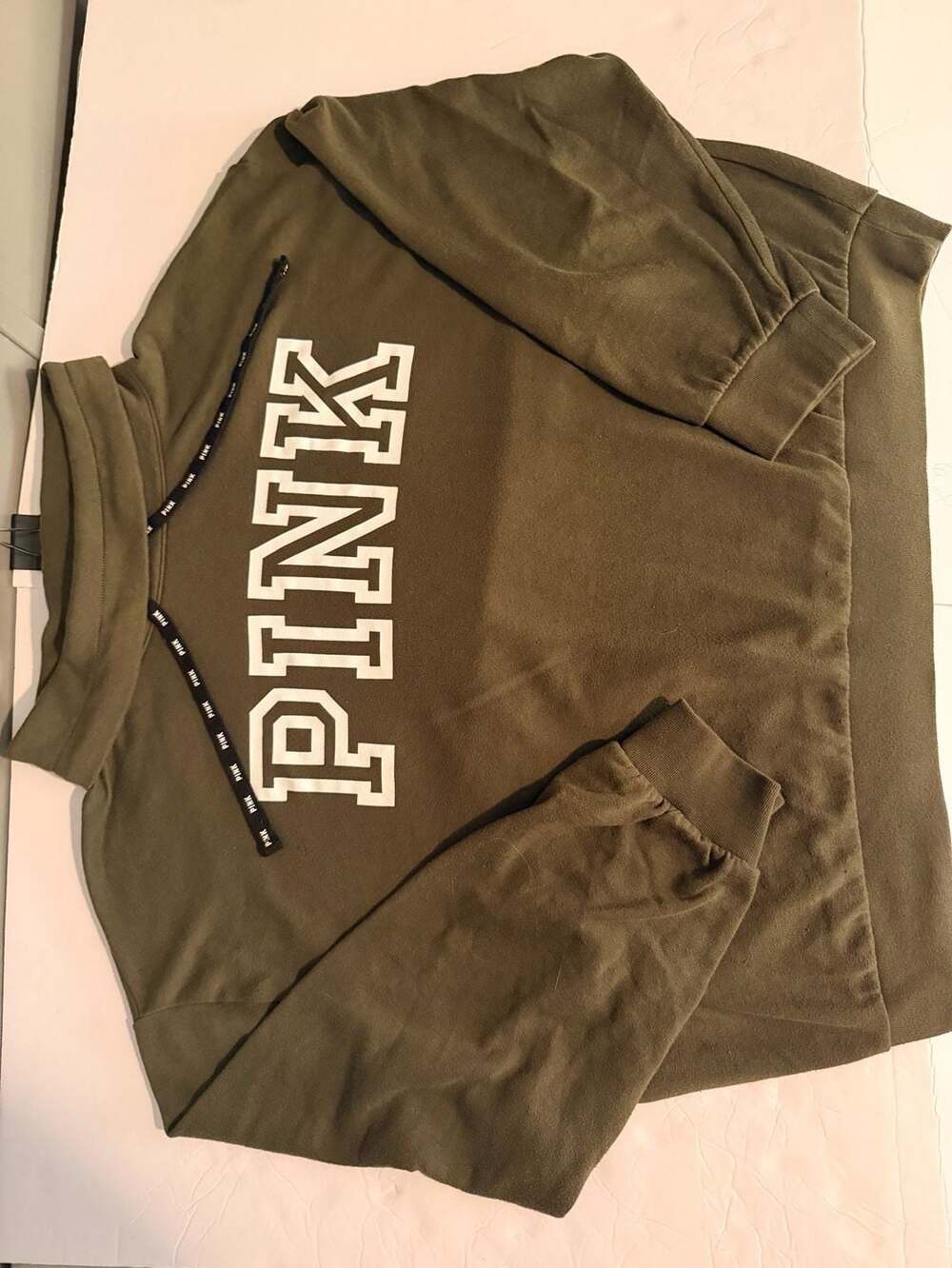 PINK Victoria's Secret High Neck Cropped Sweatshirt Green Size L